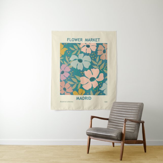 Blumen Market Madrid Print Wandteppich (Beispiel)