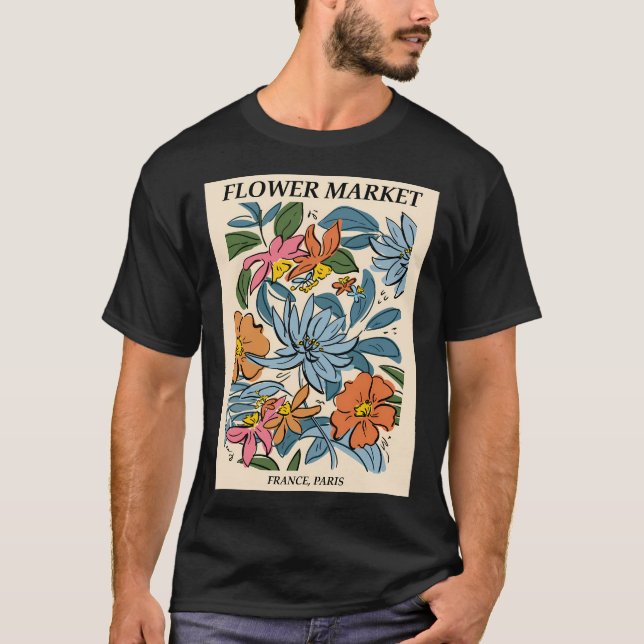 Blumen Market Print Paris Abstrakte Blume Kunst T-Shirt (Vorderseite)