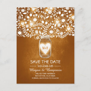 Blumen-Mason-Topf orange Save-the-Date-Postkarten Ankündigungspostkarte
