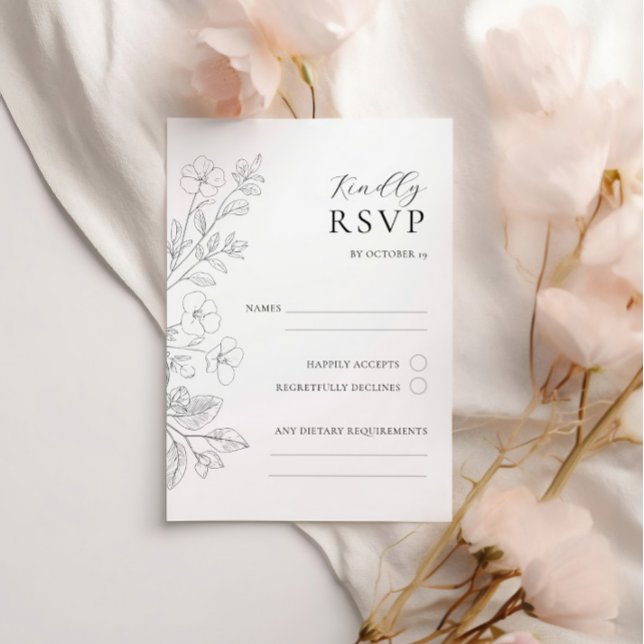 Blumen-Minimalist-Hochzeit-RSVP-Beilagekarte RSVP Karte (Von Creator hochgeladen)