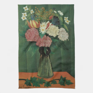 Blumen mit Efeu von Henri Rousseau, Vintage Floral Geschirrtuch