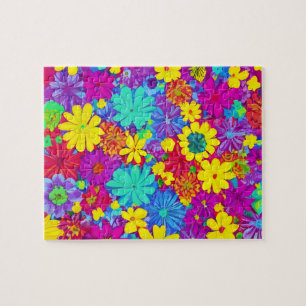 Blumen mit farbenfrohen Blumen Aquarell Puzzle