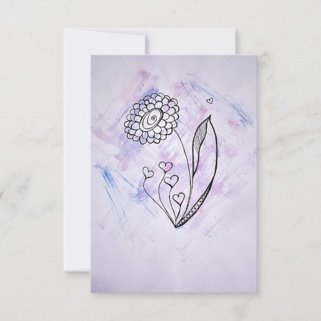 Blumen-mit-Herzen-Dankeskarten Dankeskarte (Vorderseite)