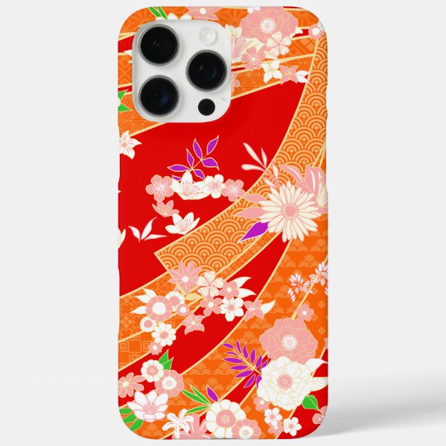 Blumen-Mix-Kimono-Muster Frühling Case-Mate iPhone Hülle (Rückseite)