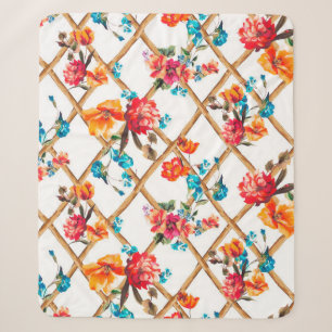 Blumen Mode Stoff Design Blumen,Öl,Malerei, Sherpadecke