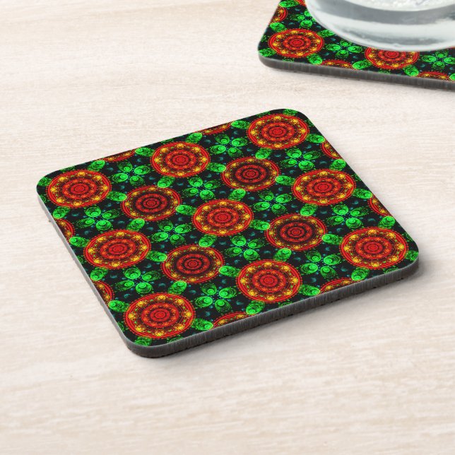 Blumen Modern Boho Elegant Abstraktes Muster #504 Getränkeuntersetzer (Linke Seite)