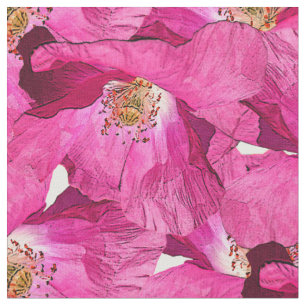 Blumen-Mohn rosa Muster. Stoff