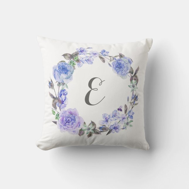 Blumen| Monogramm des lila Pastellwatercolor- Kissen (Vorderseite)