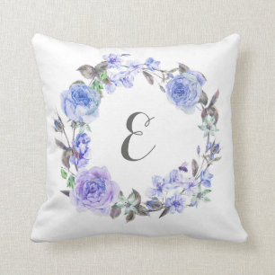 Blumen  Monogramm des lila Pastellwatercolor- Kissen