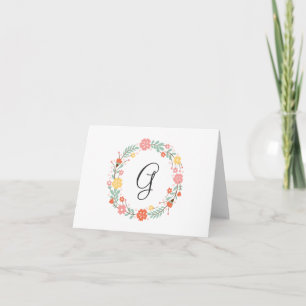 Blumen-Monogramm-Notizkarte