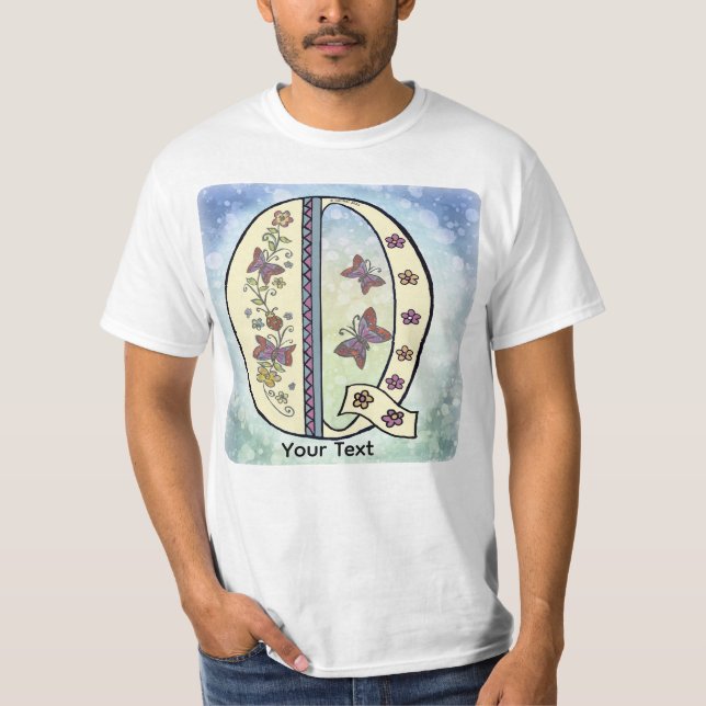 Blumen-Monogramm Q T-Shirt (Vorderseite)