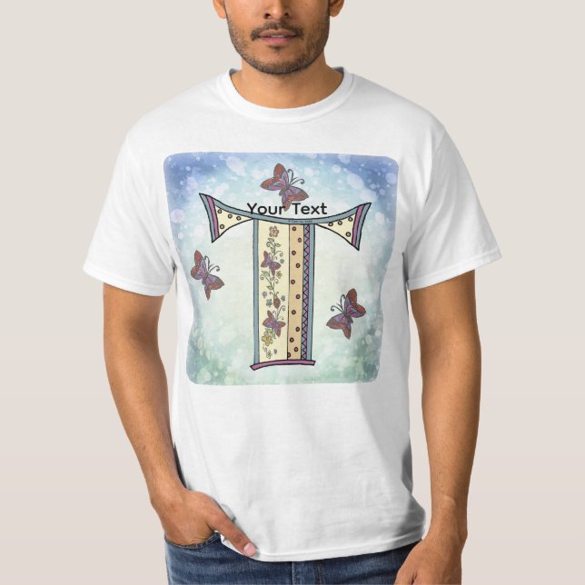 Blumen-Monogramm T-Shirt T (Vorderseite)