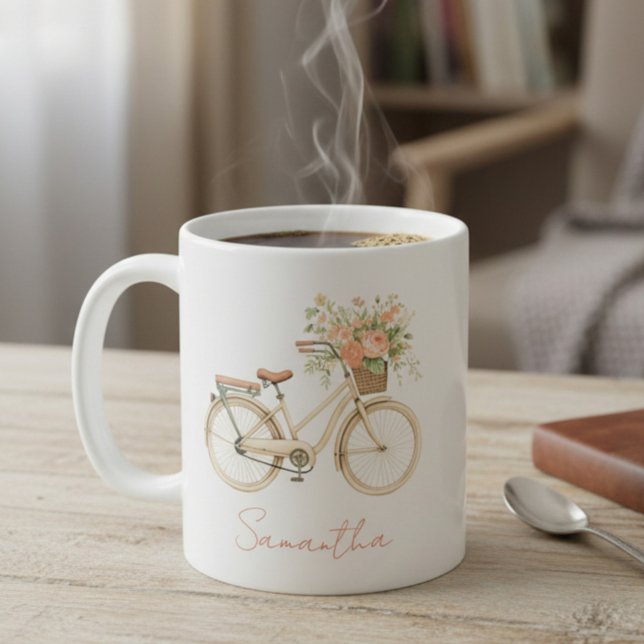 Blumen-Monogramm Vintage-Fahrrad Kaffeetasse (Von Creator hochgeladen)