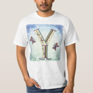 Blumen-Monogramm Y T-Shirt
