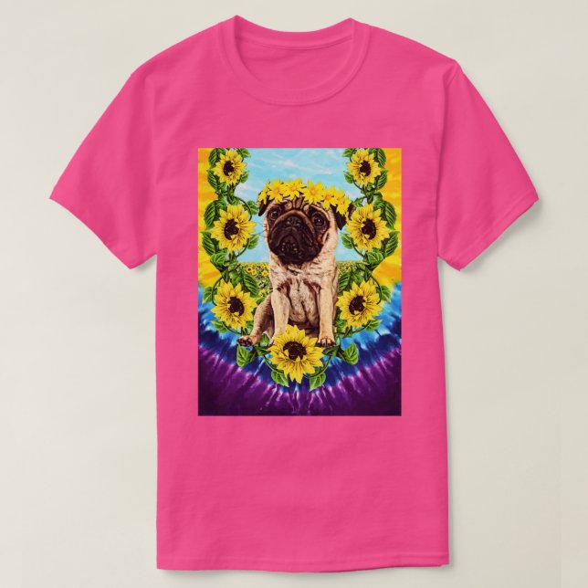 Blumen-Mops T-Shirt (Design vorne)