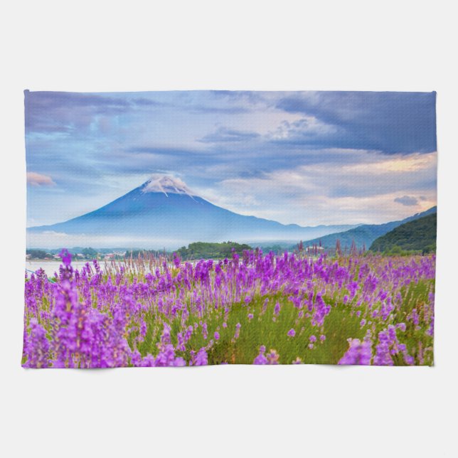 Blumen | Mount Fugi Japan Geschirrtuch (Horizontal)