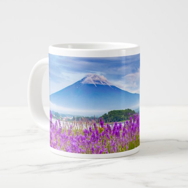 Blumen | Mount Fugi Japan Jumbo-Tasse (Vorderseite Links)