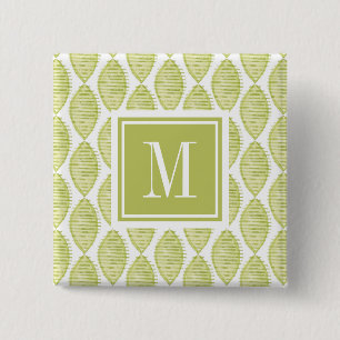Blumen-Muster des Monogramm-  Hygge Button