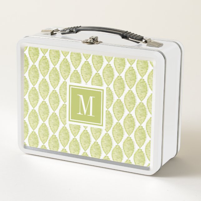 Blumen-Muster des Monogramm-| Hygge Metall Lunch Box (Vorderseite)