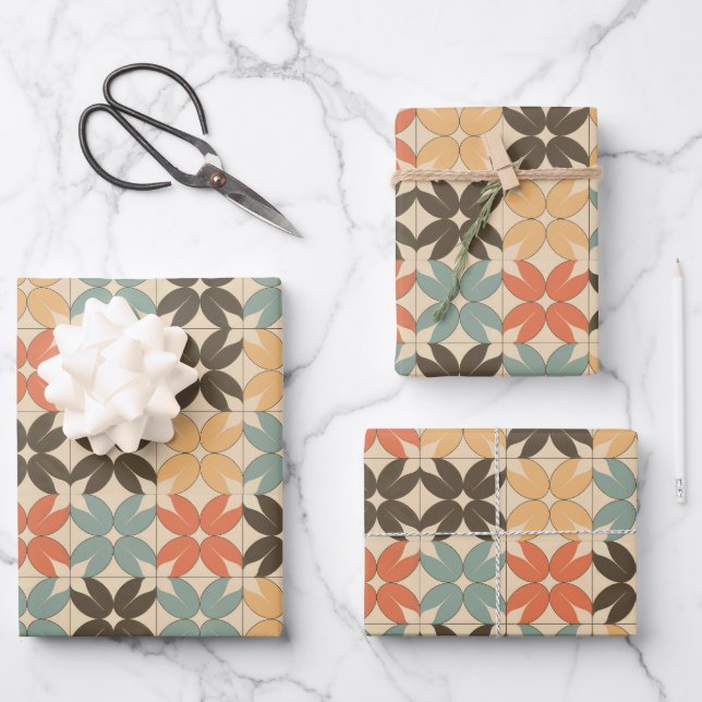 Blumen Muster Geschenkpapier - "Vintage Blossom" Set (Vorderseite)