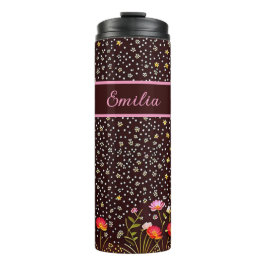 Blumen Muster mit Blumenwiese am Rand Thermosbecher