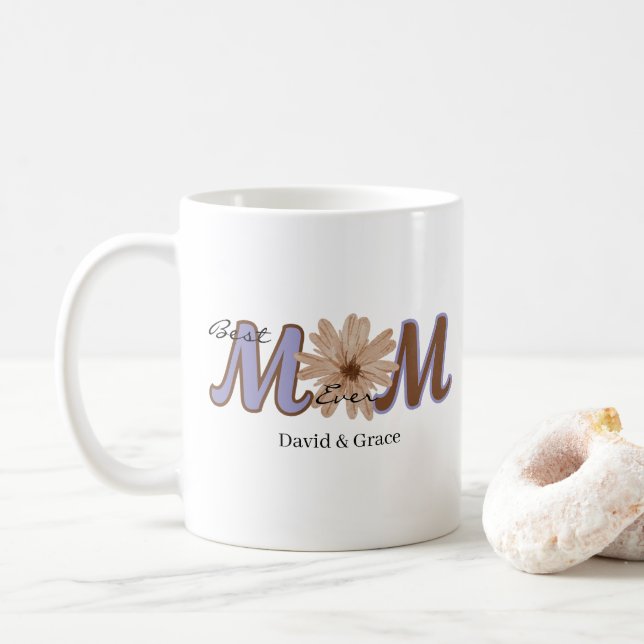 Blumen-MUTTER Benutzerdefinierter Name Elegantes S Kaffeetasse (Mit Donut)