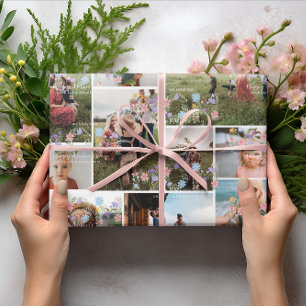Blumen-MUTTER-Fotocollage   Personalisiert 10 Foto Geschenkpapier