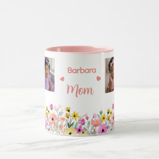 Blumen-Muttertag mit Namen 4 Fotos Tasse
