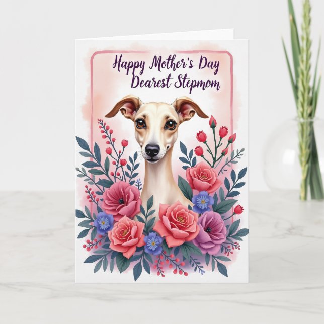 Blumen Muttertag Sighthound Karte (Vorderseite)