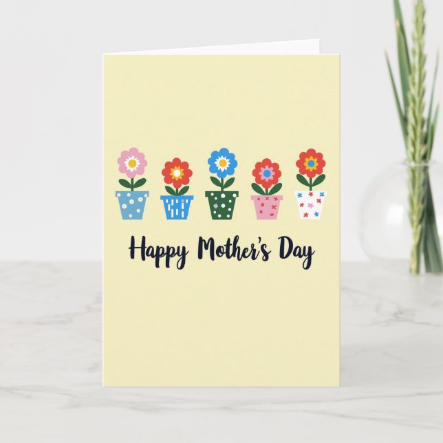 Blumen-Muttertag-Töpfe-Karte Karte (Vorderseite)