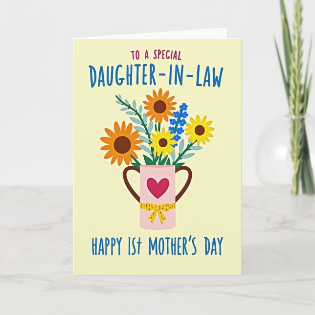 Blumen-Muttertags-Herz-Tasse-Karte Karte (Vorderseite)