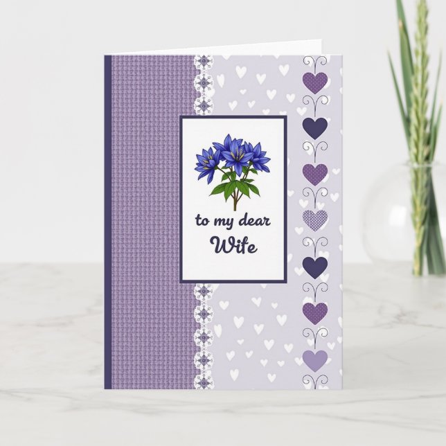 Blumen Muttertags Indigo Karte (Vorderseite)