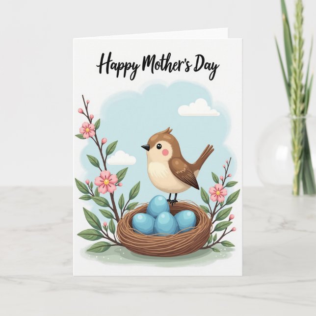 Blumen-Muttertags-Nest-Karte Karte (Vorderseite)