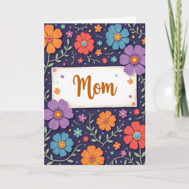 Blumen-Muttertags-Papierbastelkarte Karte (Vorderseite)
