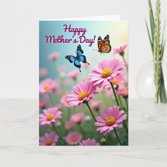 Blumen-Muttertags-Schmetterlingskarte Karte (Vorderseite)