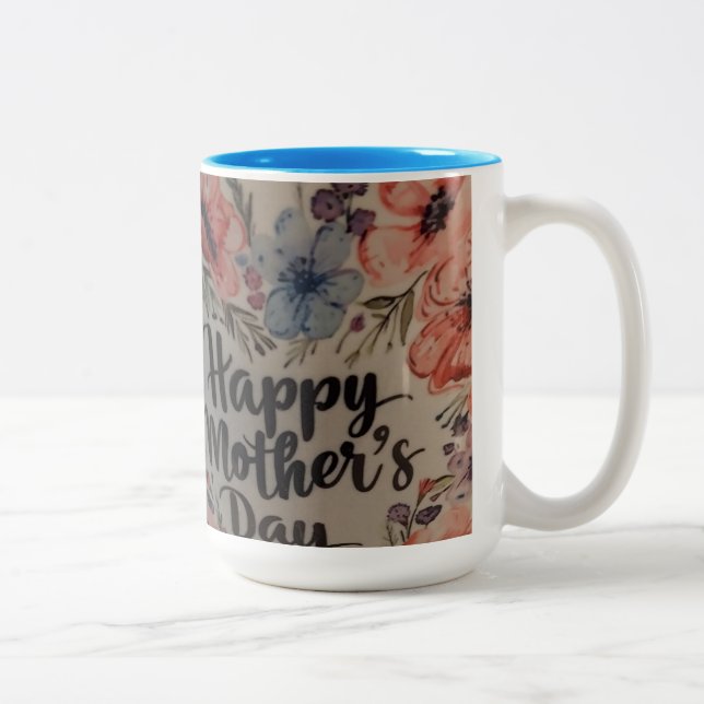 Blumen-Muttertags-Tasse Zweifarbige Tasse (Rechts)