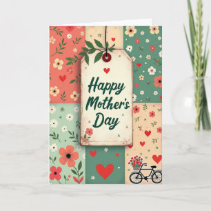 Blumen-Muttertagskarte mit Quiltmuster Karte