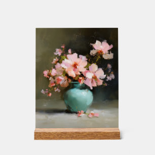 Blumen nach Dämmerung Florale Kunst mit Holz Acrylschild