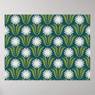 Blumen nahtloses Musterdesign. Skandinavischer Sti Poster