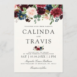 Blumen| Namensfokus Burgunder-Blumenstrauß-| Einladung