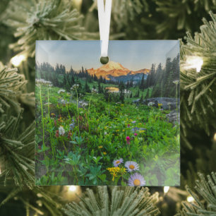Blumen   Nationalpark Rainier Ornament Aus Glas