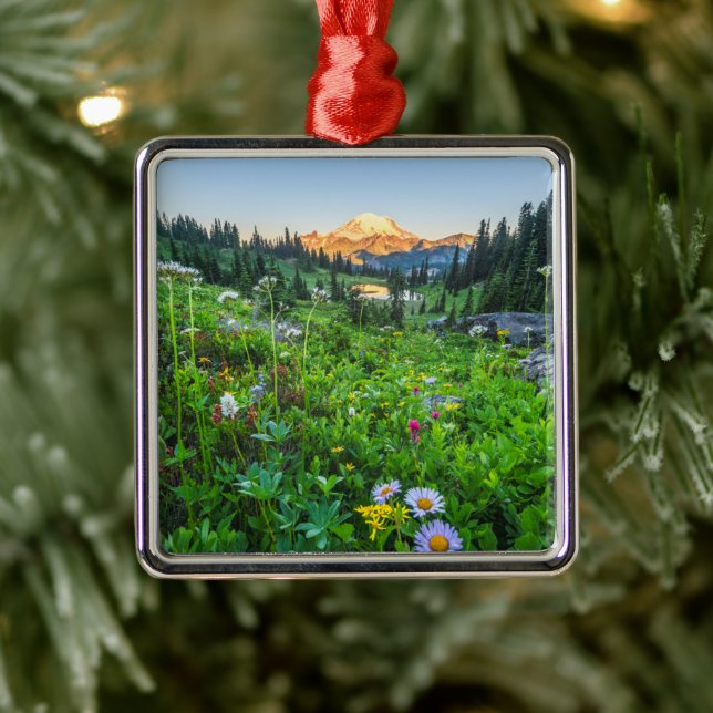 Blumen | Nationalpark Rainier Ornament Aus Metall (Baum)