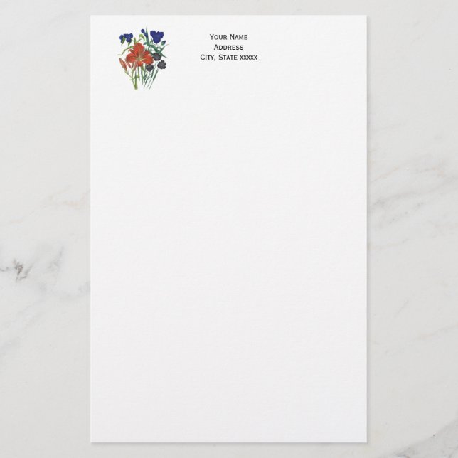 Blumen - NavyBlue - TRANS - Fl8878 - 024 Briefpapier (Vorderseite)