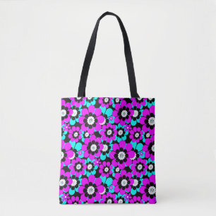 Blumen Neon-Muster lila und türkis Blumen