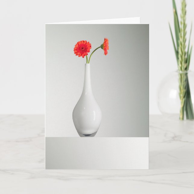 Blumen | Orange Gerbera in Vase Karte (Vorderseite)