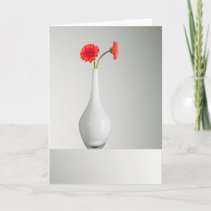 Blumen   Orange Gerbera in Vase Karte