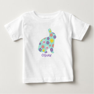 Blumen-Osterhase mit individuellem Namen T-Shirt