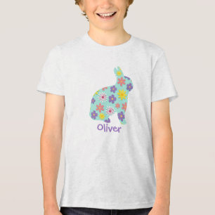 Blumen-Osterhase mit individuellem Namen T-Shirt Tri-Blend Shirt