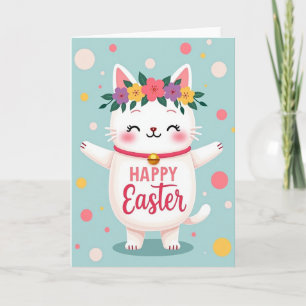 Blumen-Osterkarte mit Katze Karte