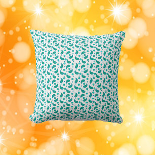 Blumen-Paisley-Polka-Punkt-Muster Grün Blau Kissen